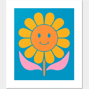Retro Smiley Flower Posters and Art